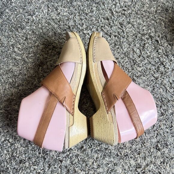 Dansko Lindy Brown Leather Criss Cross Strap Sandals Slingback 37 US 6.5-7 - Picture 8 of 11